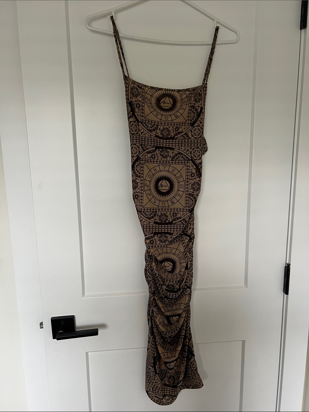 I.AM.GIA Brown Printed Midi Dress with Spaghetti Straps